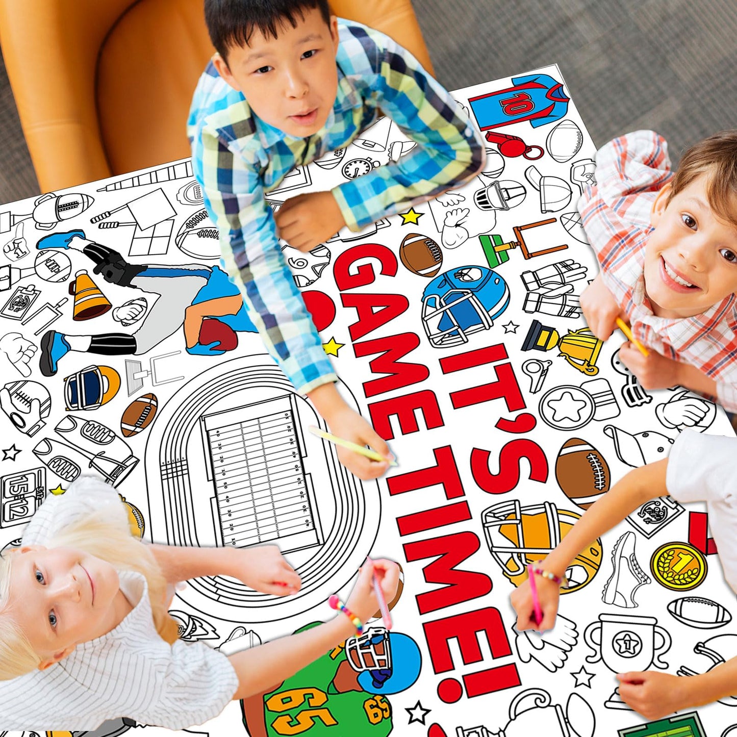 Naozinebi Football Coloring Poster For Kids Giant Coloring Poster Large Rugby Super Football Coloring Tablecloth Jumbo Coloring