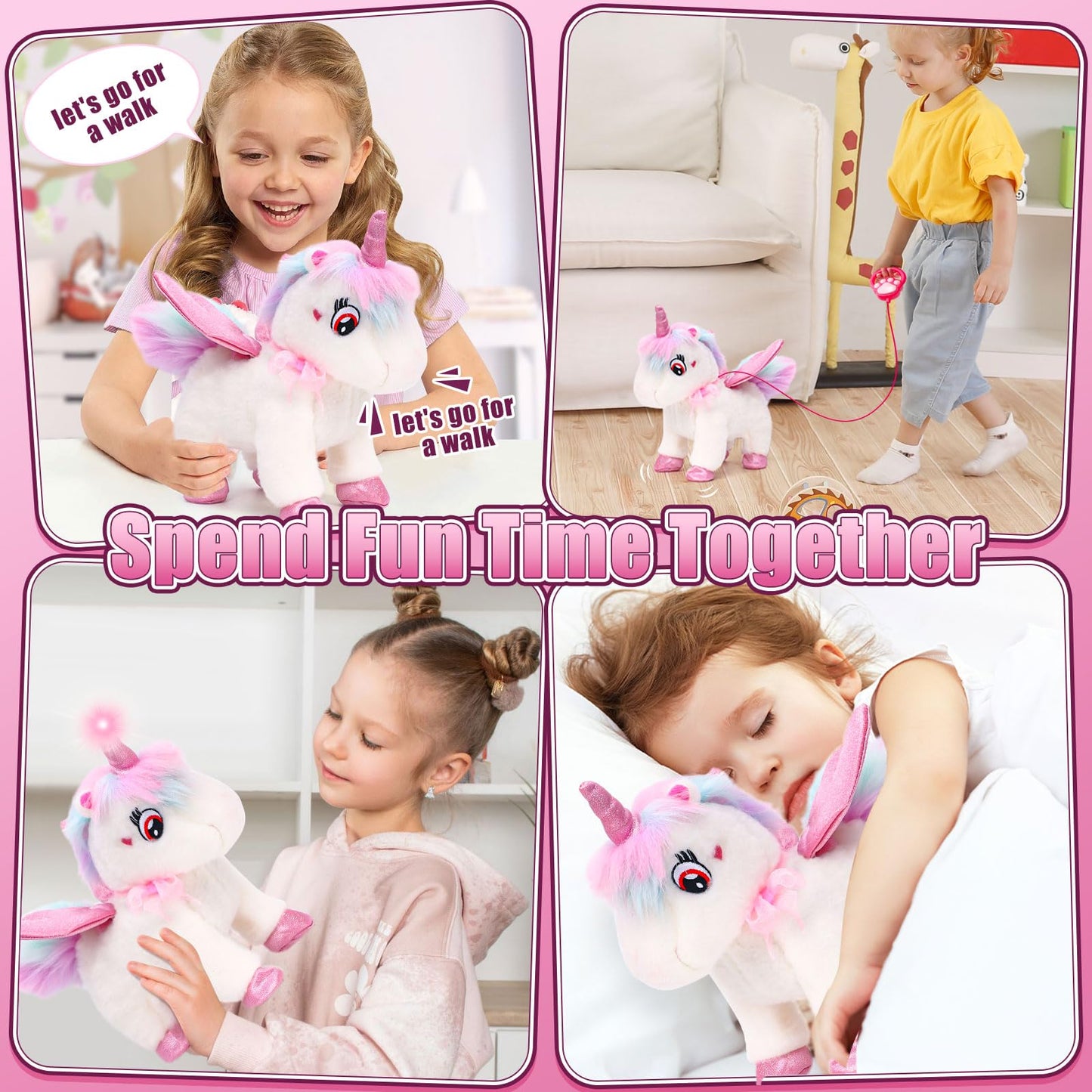 G.C Unicorns Gifts For Girls Toys 3 4 5 6 Year Old, Walking Talking Electronic Interactive Remote Control Plush Unicorn & Costume, Pretend Play Pet Care Toy Birthday Gift For Toddler Kid Girl Age 3+