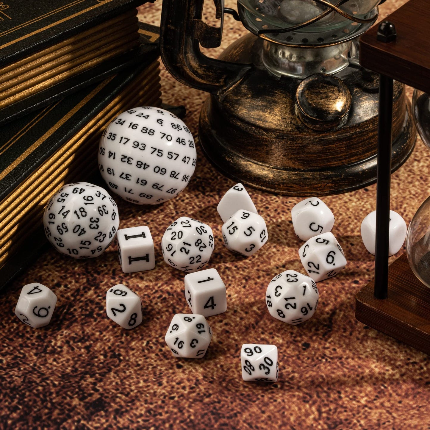 Poludie 15 Pieces Complete Polyhedral Dnd Dice Set D3-D100 Spherical D&D Dice Set With Dragon Eye Dice Bag, D100 Dice For Dungeo