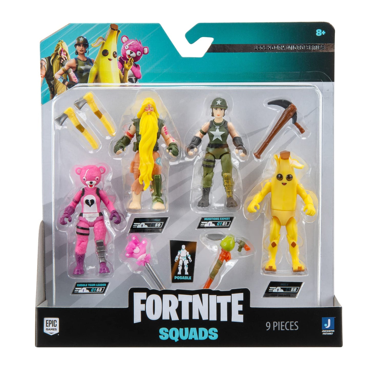 Fortnite Micro Legendary Series Squad Mode, Four 2.5-Inch Highly Detailed Figures With Harvesting Tools