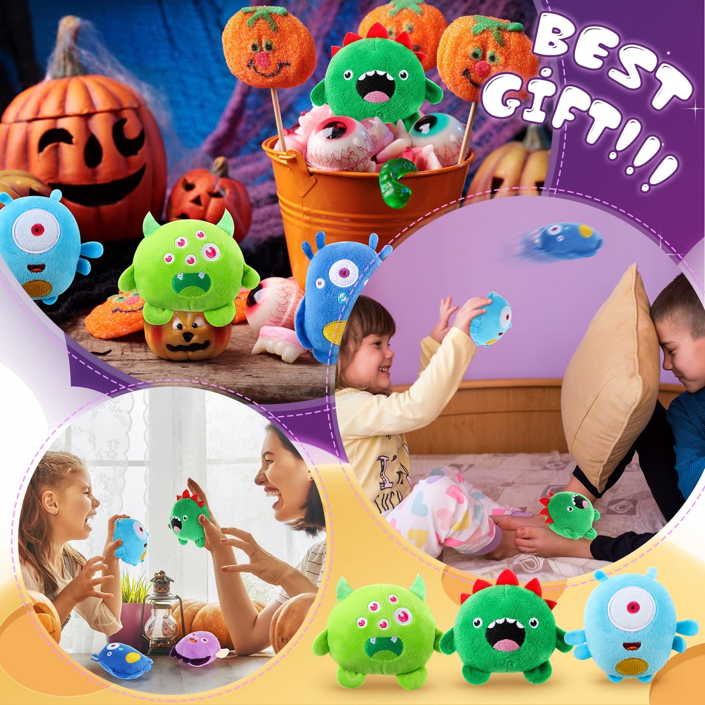 Aoriher 15 Pcs Halloween Stuffed Toys Mini Stuffed Animals Toys Halloween Plush Toys 3.2 Inch Small Devil Plush Keychain Party Favors For Halloween Birthday Party Favors Goodie Bag Fillers, 5 Styles
