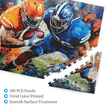 American Football Jigsaw Puzzle For Adults 500 Pieces Colorful Sports Puzzles Football Player Wooden Puzzle For Living Room Fami