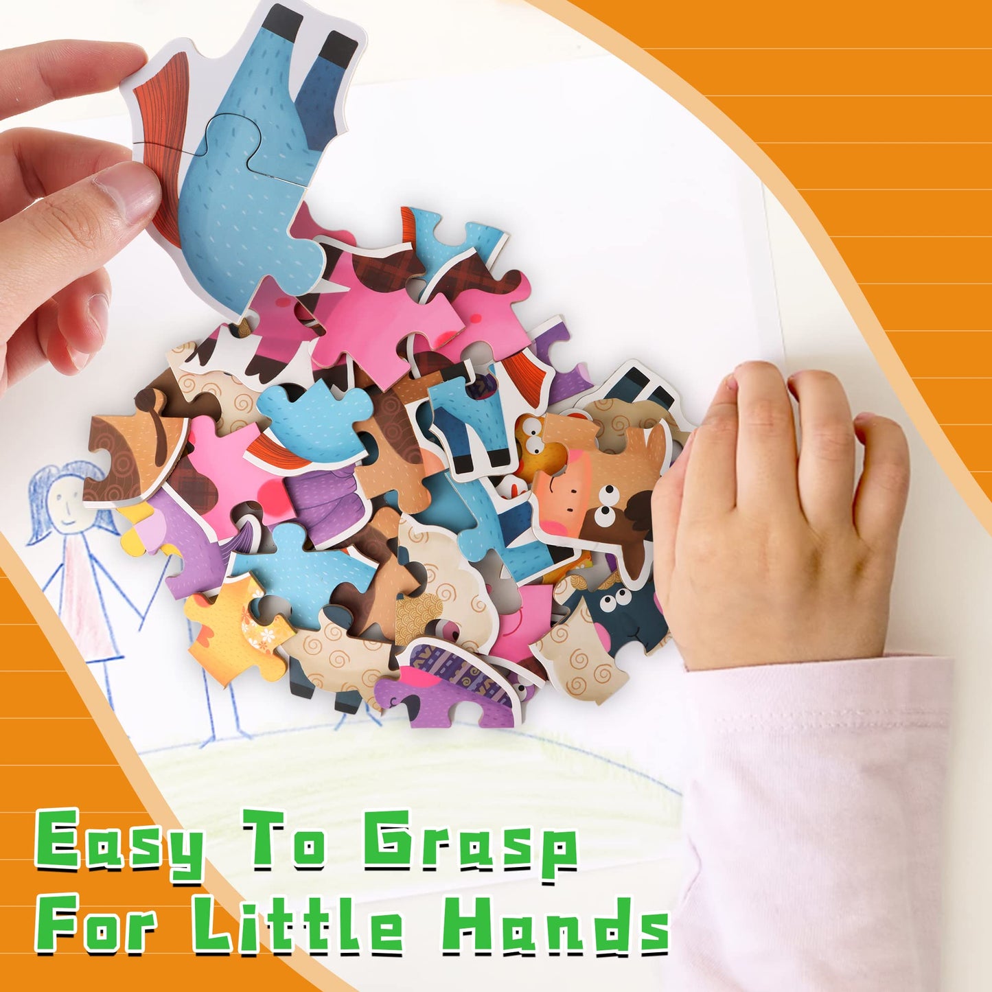 Flyingseeds 6 Packs Farm Animals Shaped Wooden Jigsaw Puzzles With Pattern Blocks For Beginner, Toddler Puzzles Ages 1-3, Montessori Learning Toys Preschool Educational Activity For Kids Ages 2-5