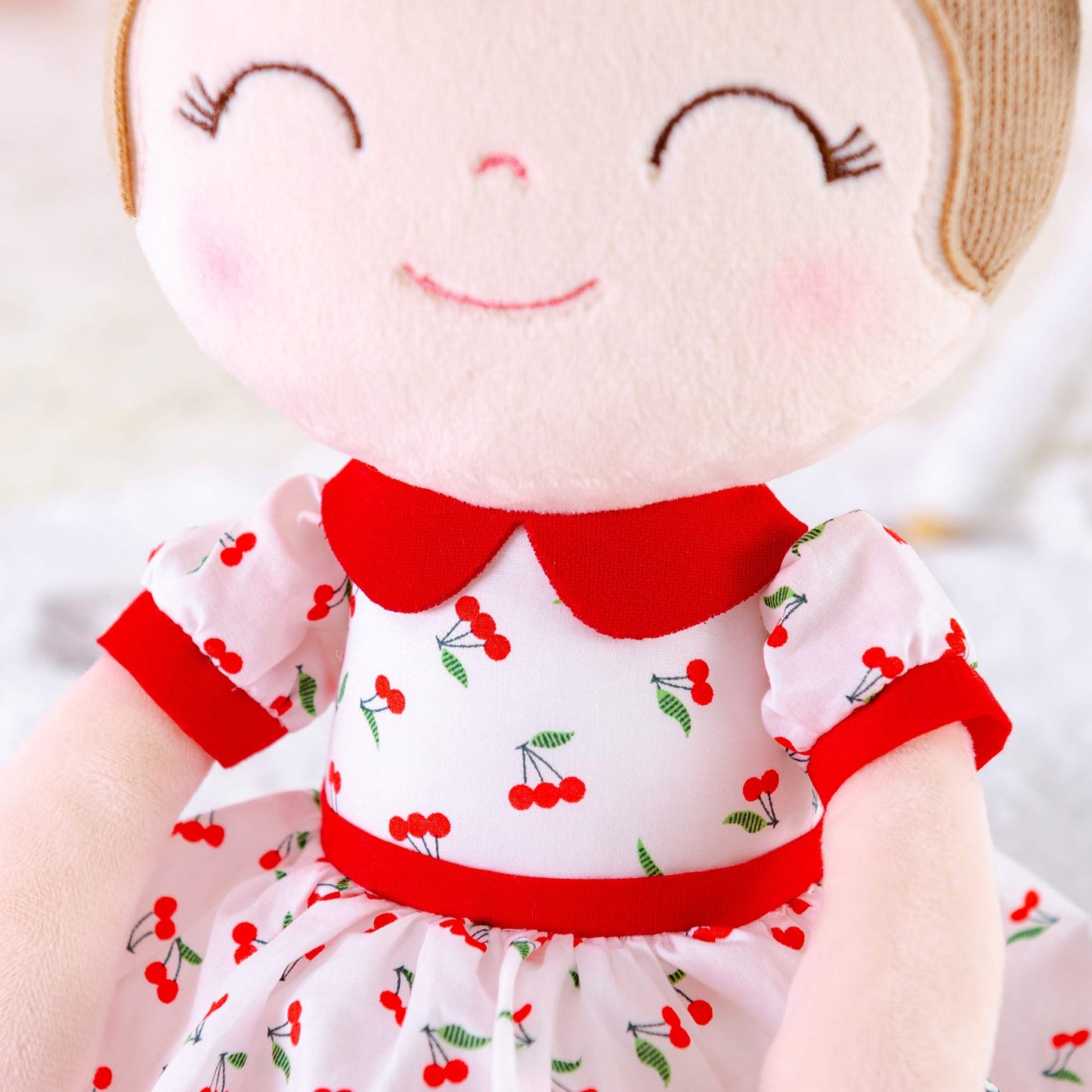 Gloveleya Baby Doll Girl Gifts Plush Toys Soft Dolls Baby Gifts Cherry Girl Red 14 Inches with Gift Box New