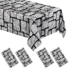 Wnink 4 Pack Stone Wall Tablecloths, Medieval Brick Stone Table Table Cover Decoration Plastic Tablecloth Stone Brick Tablecover