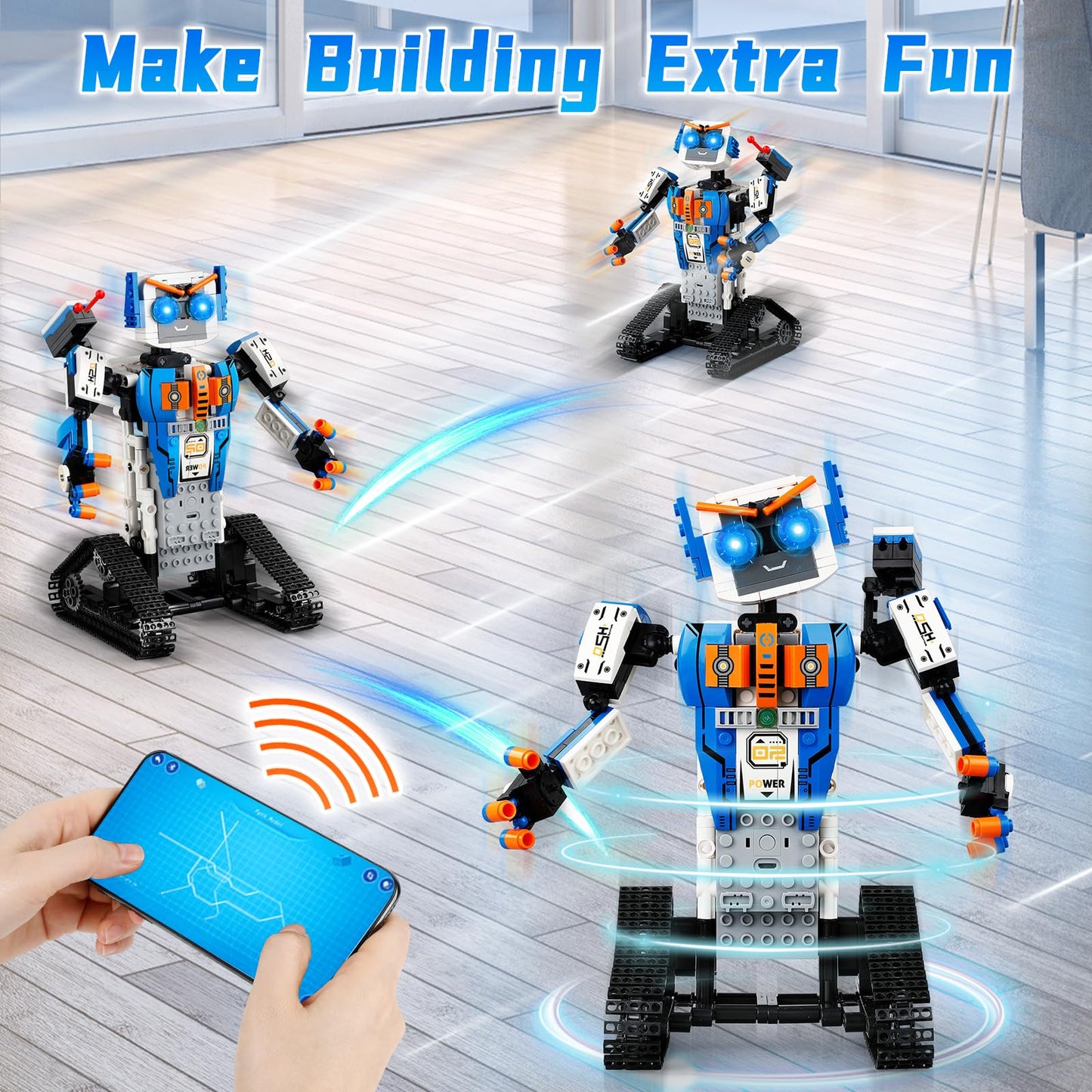 STEM Robot Building Kit, App & Remote Control Robot Building Kits for Kids 6-12, 447 Pieces Educational DIY Engineering Blocks f