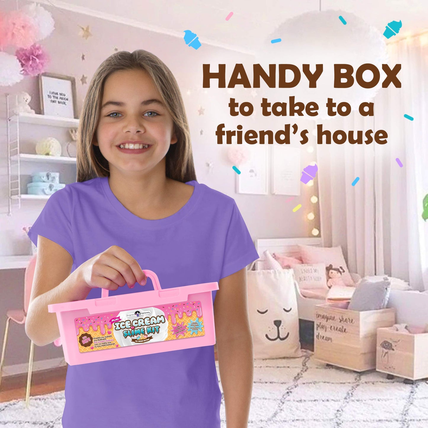 Original Stationery Mini Ice Cream Slime Kit, Girls Slime Kit To Make Ice Cream Slimes, Fun Butter Slimes For Girls Ages 7-12