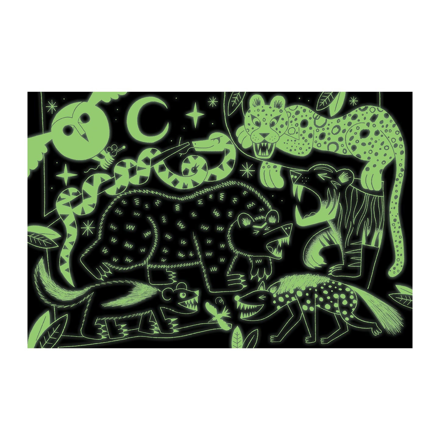 Mudpuppy’S Land Predators 100 Piece Glow In The Dark Puzzle, Includes 100 Glow In The Dark Pieces, Perfect For Ages 5+, Turn Out The Lights And Let The Completed Puzzle Glow!