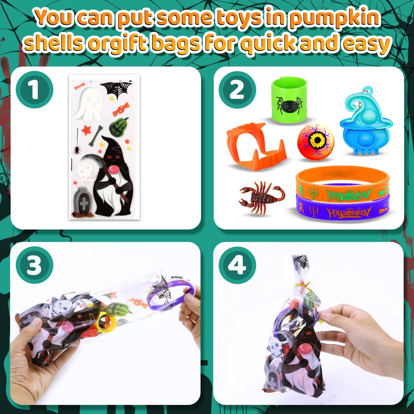Forlinx 400Pcs Halloween Party Favors For Kids,Bulk Halloween Toys ,Halloween Goodie Bag,Halloween Stuffers,Halloween Classroom
