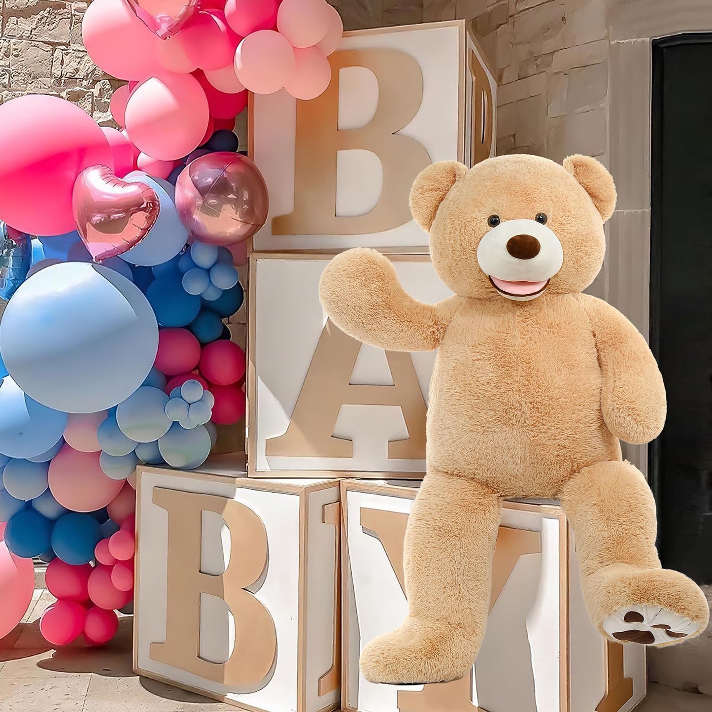 Maogolan Giant Teddy Bear 5 Feet Stuffed Animal, Brown Valentines Big Teddy Bear Plush For Girlfriend Boyfriend, Soft And Fluffy Life Size Teddy Bear Gift For Baby Shower