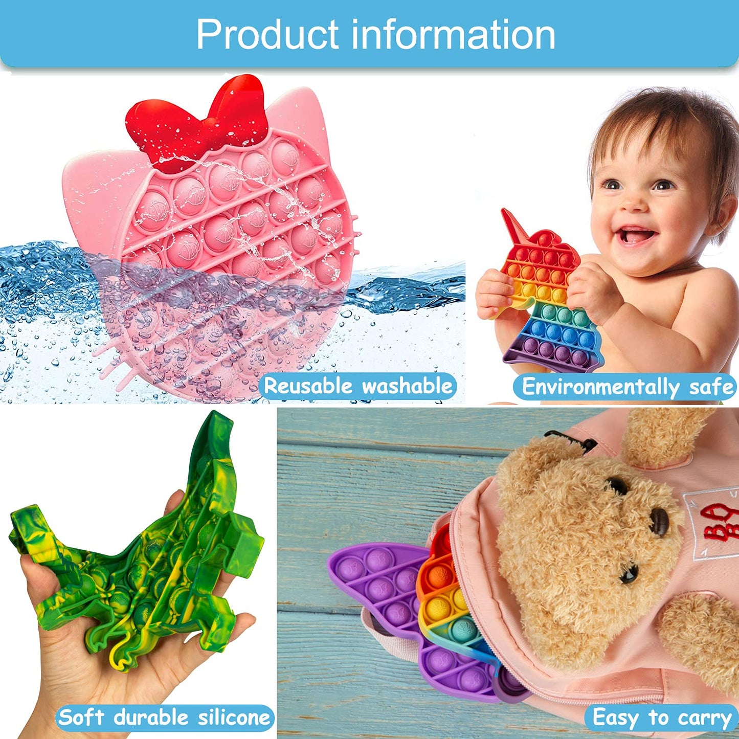 Aizixin Pop Bubble Fidget Sensory Toys, Squeeze Sensory Toys, Novelty Gifts For Boys And Girls, Stress Relief And Anti-Anxiety T