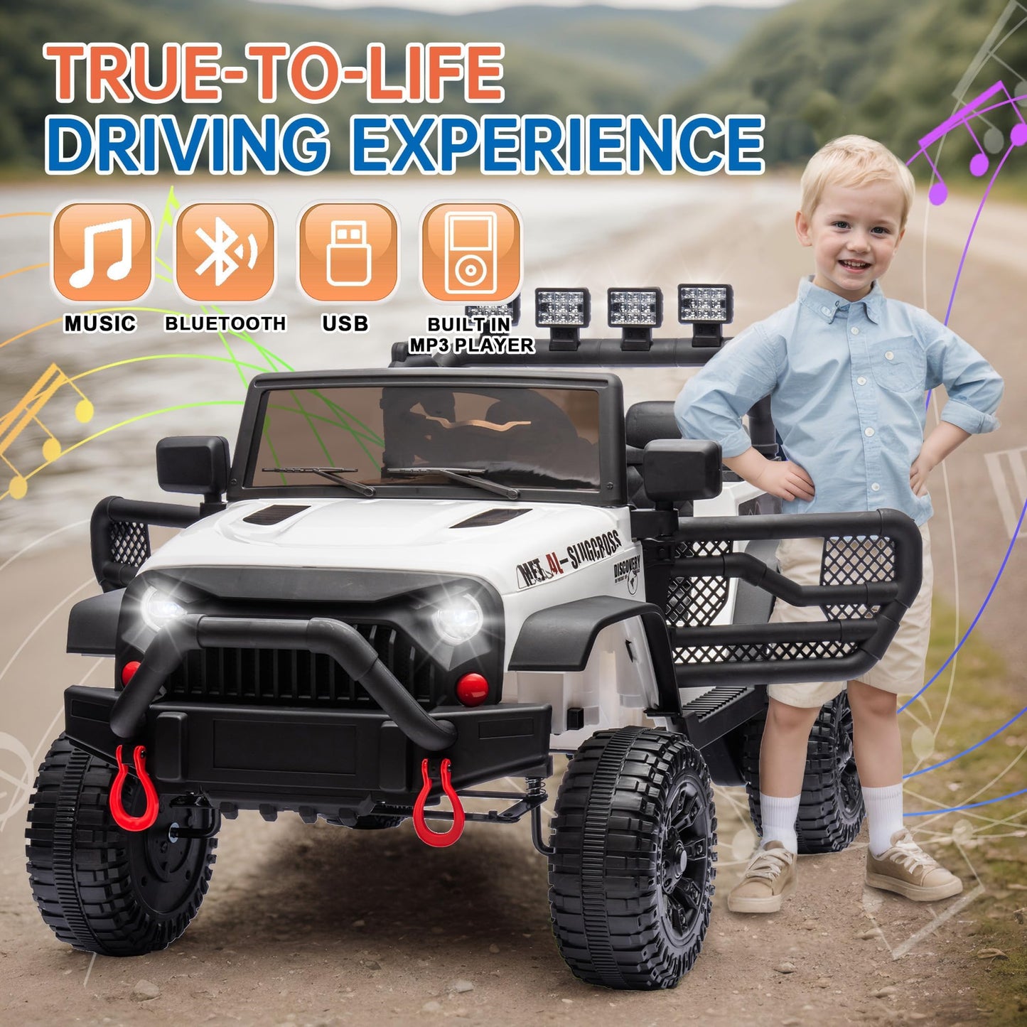 Okybaby 24V Kids Ride On Jeep Car, 400W Motor Ride On Toys W/Parents Remote Control, Electric Cars With 4-Wheel Suspension, Blue