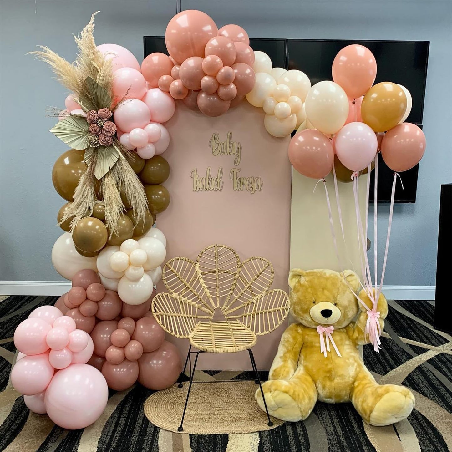 Boho Blush Pink Brown Balloons, 12Inch Retro Pink Blush Brown Beige Latex Balloons Set Dusty Pink Tan Metallic Rose Gold White S