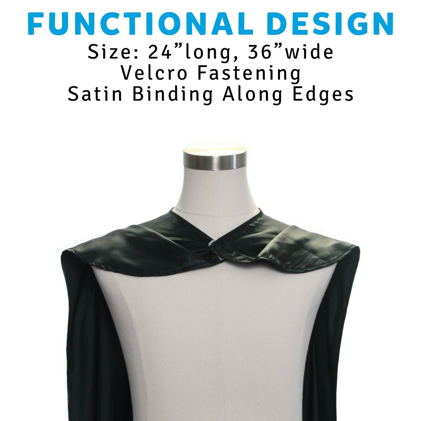 Everfan Black Polyester Satin Superhero Cape - Kids