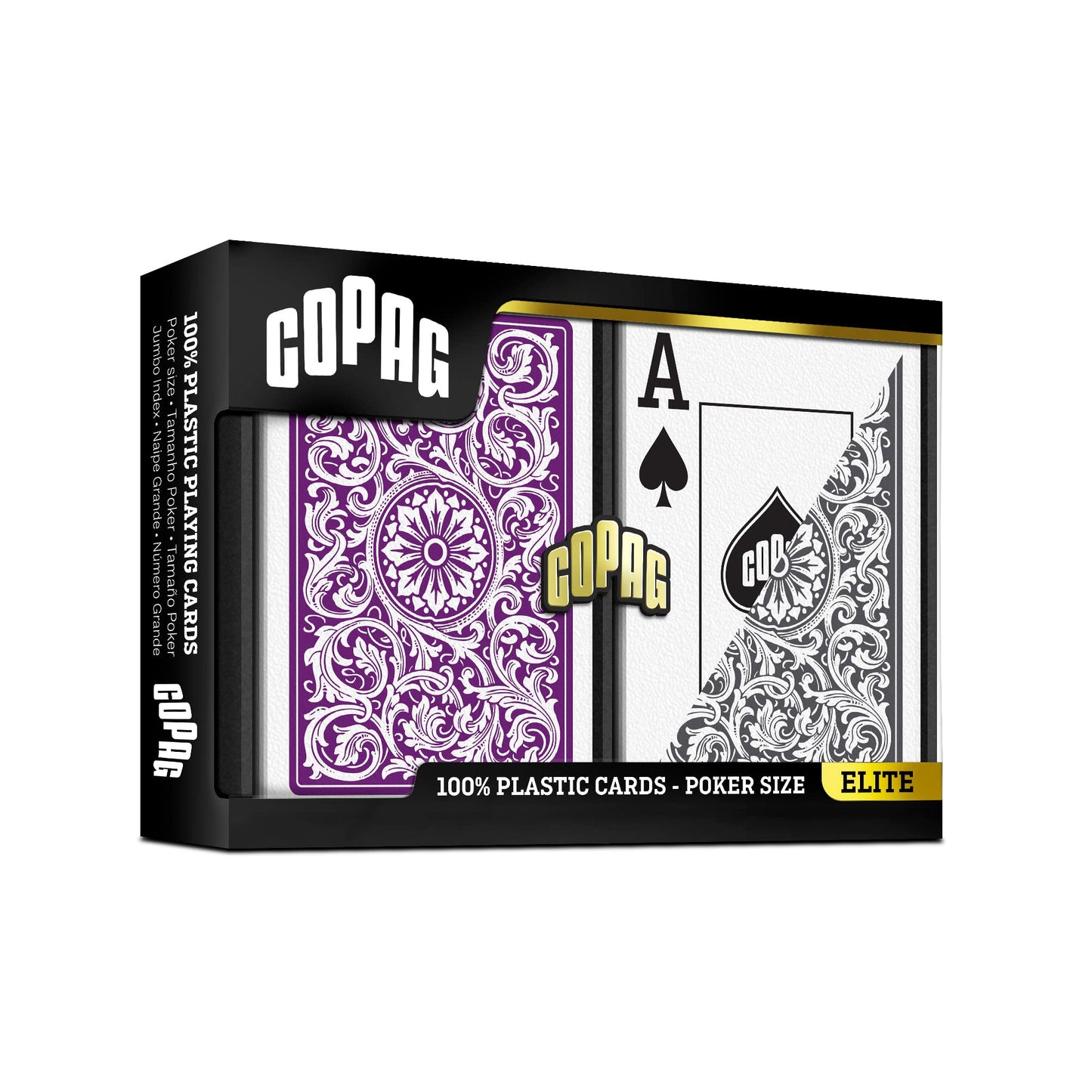 Copag 1546 Design 100% Plastic Playing Cards, Poker Size (Standard) Purple/Grey Jumbo Index (6 Sets)