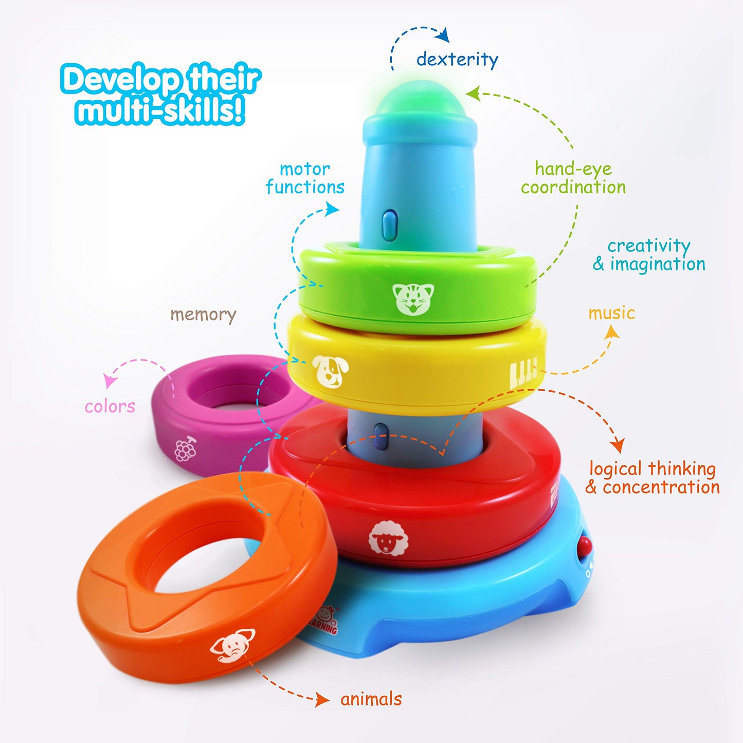 BEST LEARNING Stack & Learn Stacking Toy - Multicolor Developmental Activity for 6-9 Month Old Babies, Perfect Birthday Gift for Boys & Girls