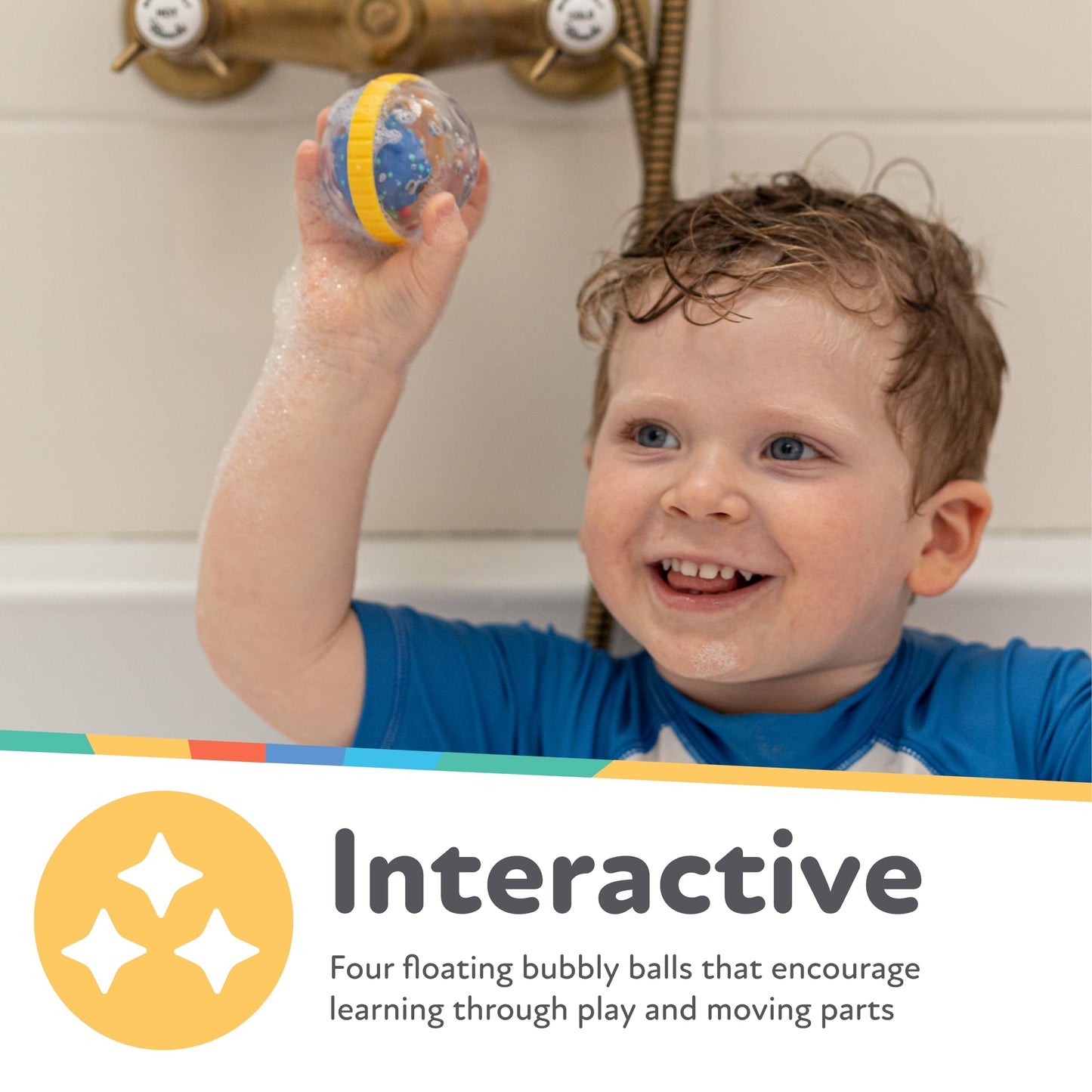 Nuby Bubbly Buds Interactive Bath Set - (4-Pack) Baby Bath Toys - 6+ Months