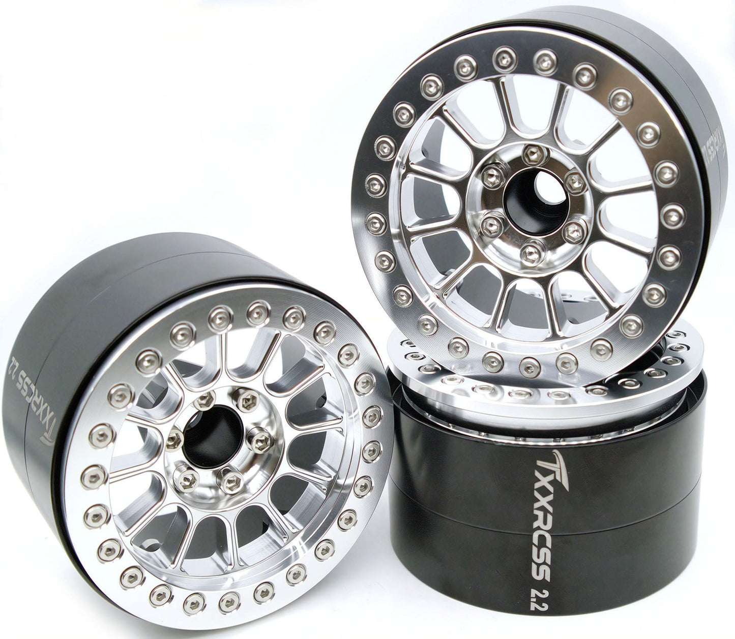 Txxrcss 200G Super Heavy Duty Rc 2.2 Beadlock Wheel 1/10 Crawler Upgrade 4Pcs Rims Hub For Axial Scx10 Trx4M(Silve)