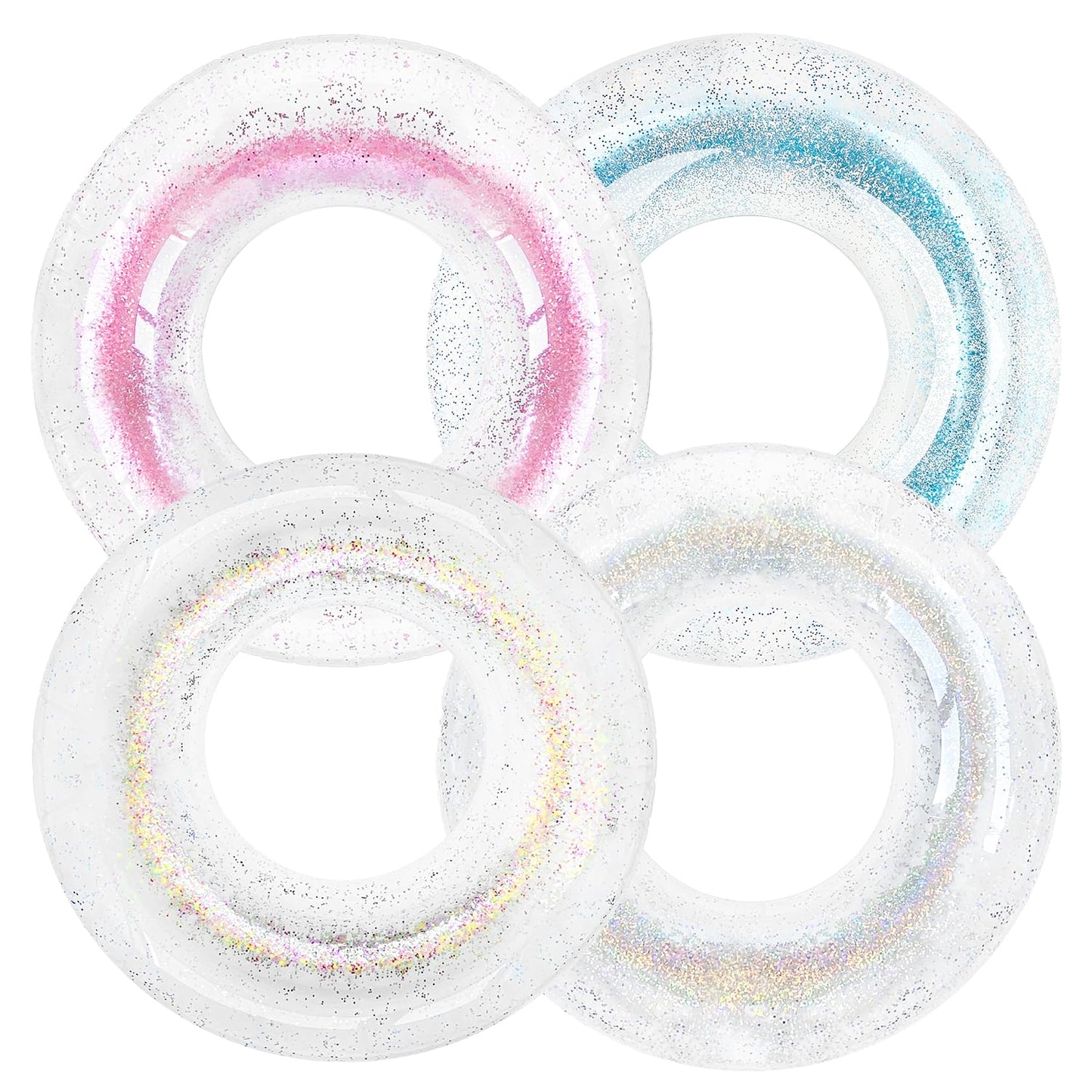 Polita Pool Float, Pool Floats Kids Summer Glitter Pool Tube With Confetti,Tube Pool Toys Beach Party, Transparent Inflatable Fl