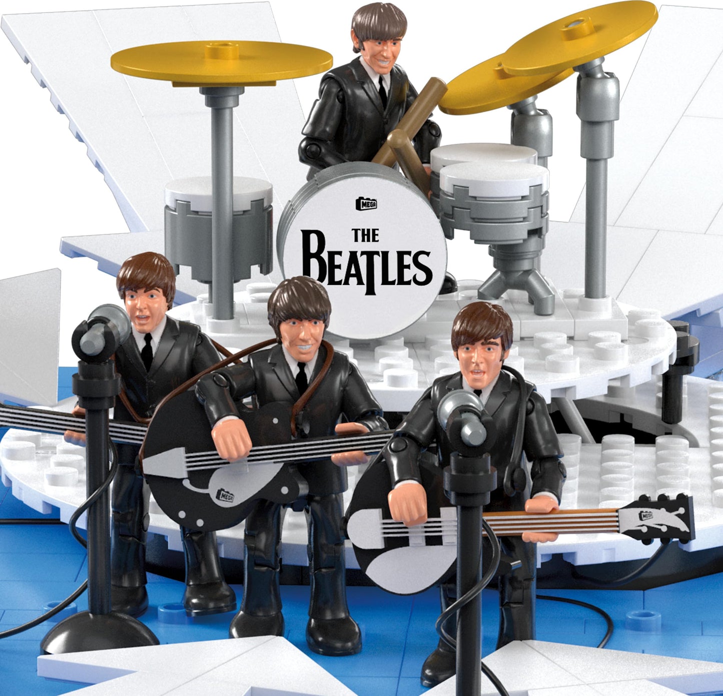 Mega The Beatles Building Set With 681 Pieces, 4 Poseable Action Figures And Ed Sullivan Stage, With Led Lights, For Adult Collectors