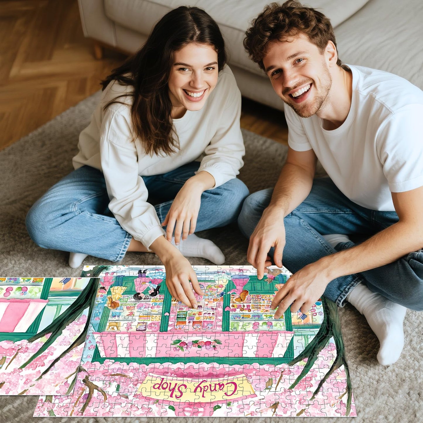 300 Piece Puzzles for mature-themeds Jigsaw Puzzles 300 Pieces for mature-themeds Kids Candy Shop Puzzle mature-themed Puzzle 300 Piece Recycled Cardboard Challenging Puzzles Game Family Activity Birthday Gift 20.5x15inch