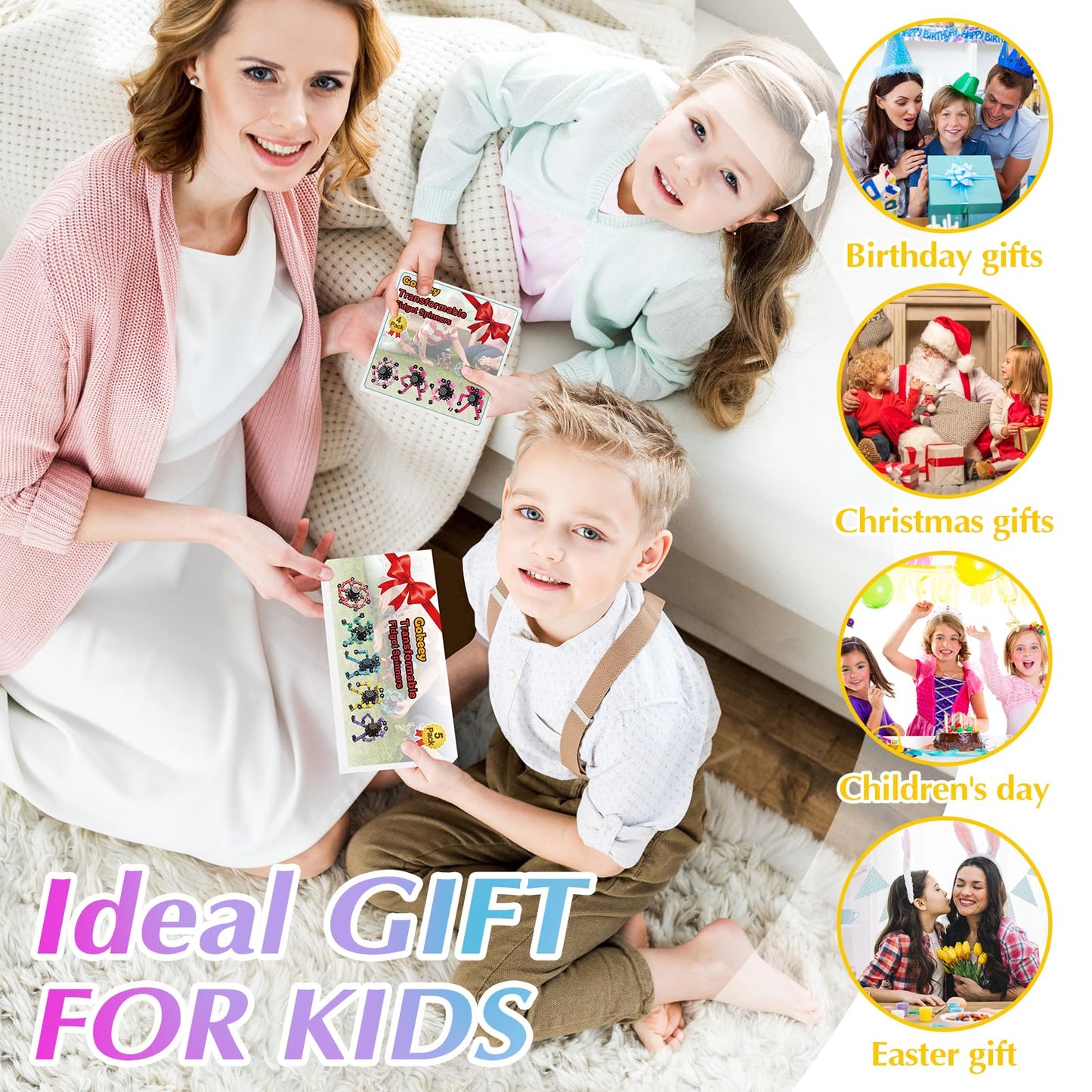 Gokeey Easter Basket Stuffers Transformable Fidget Spinners For Kids And Adults Stress Relief Sensory Toys For Boys And Girls Fingertip Gyros Toy Birthday Party Favors For Kids Classroom Gifts
