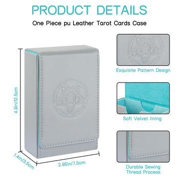 Buweeo Tarot Card Case/Holder, Single Deck Pu Leather Card Holder For Most Standard Size Tarot Cards Or Playing Cards, Grey And