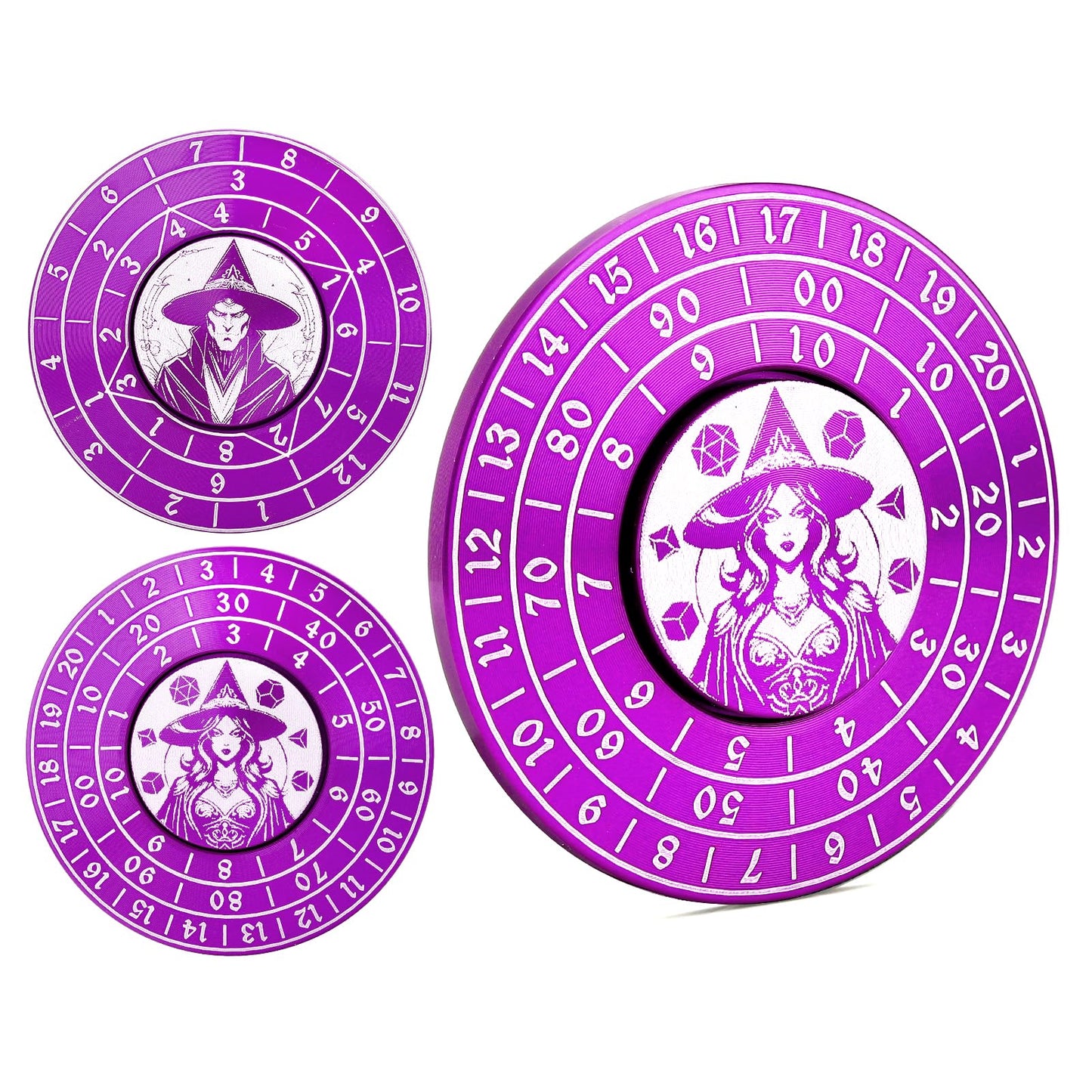 PJOY Spinner Dice 7-in-1 Metal DND Dice Set Built-in D4, D6, D8, D10, D%, D12 and D20 Unique Dice Spinner Wizard Metal D&D Dice