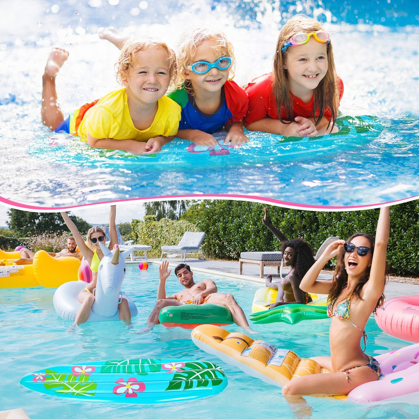 Foilswirl 2 Pcs 3 Ft Luau Inflatable Surfboard For Beach Inflatable Surf Board Luau Decoration Tropical Pool Surfboard Float For