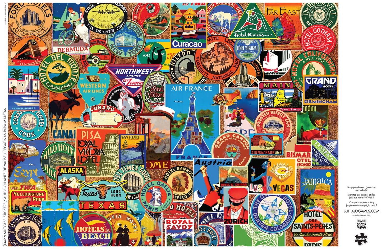 Buffalo Games - Lewis T Johnson - Suitcase Stickers - 1000 Piece Jigsaw Puzzle For Adults -Challenging Puzzle Perfect For Game Nights - Finished Size Is 26.75 X 19.75
