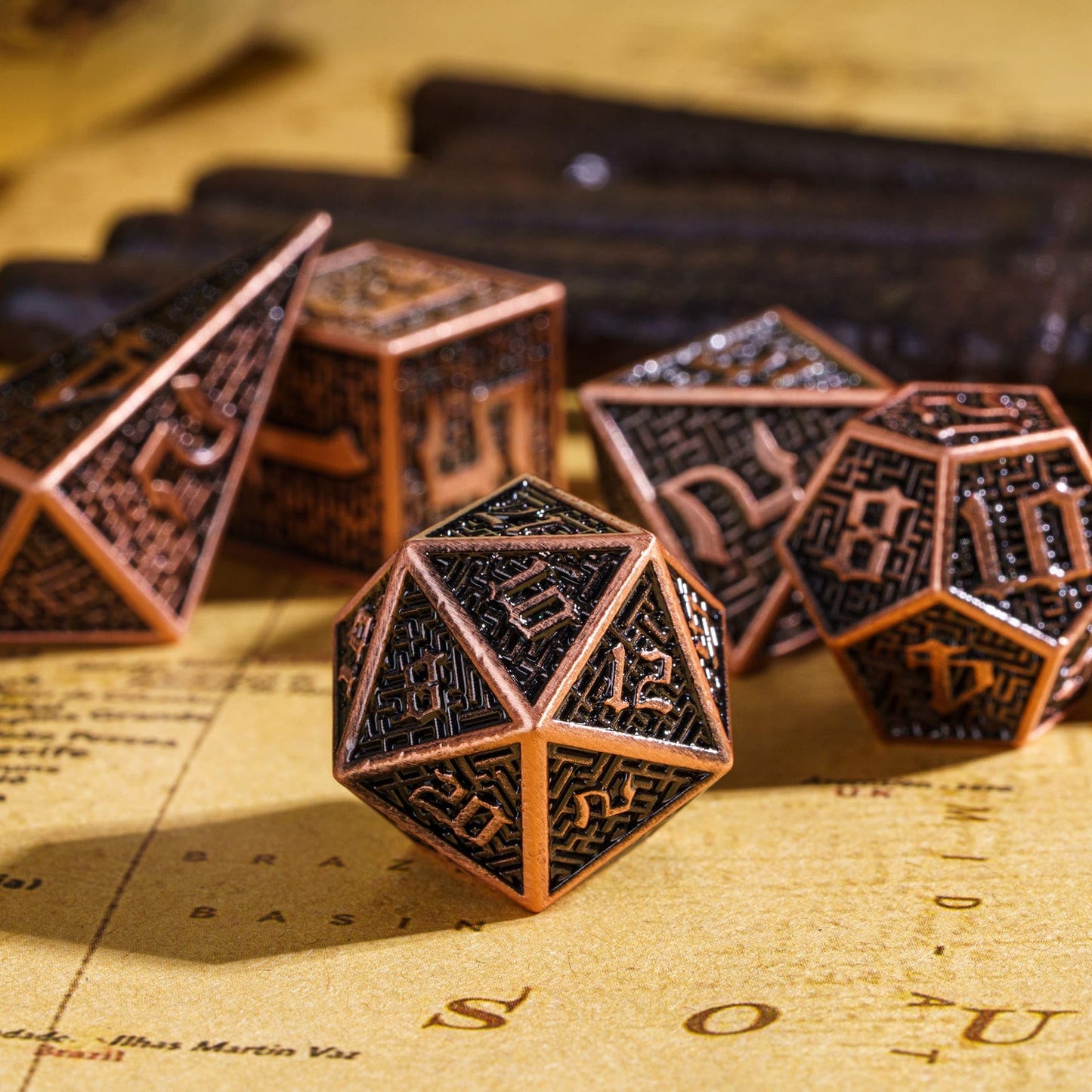 Udixi Polyhedral Dice Set Metal Dnd Dice 7Pcs Maze Carved Dungeons And Dragons Dice For Role Playing Dice Games