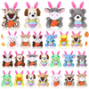 Blueweenly 24 Pcs Easter Mini Animal Plush Toy Set Small Stuffed Animal Bulk with Easter Eggs Bunny Ear Small Plush Keychain for