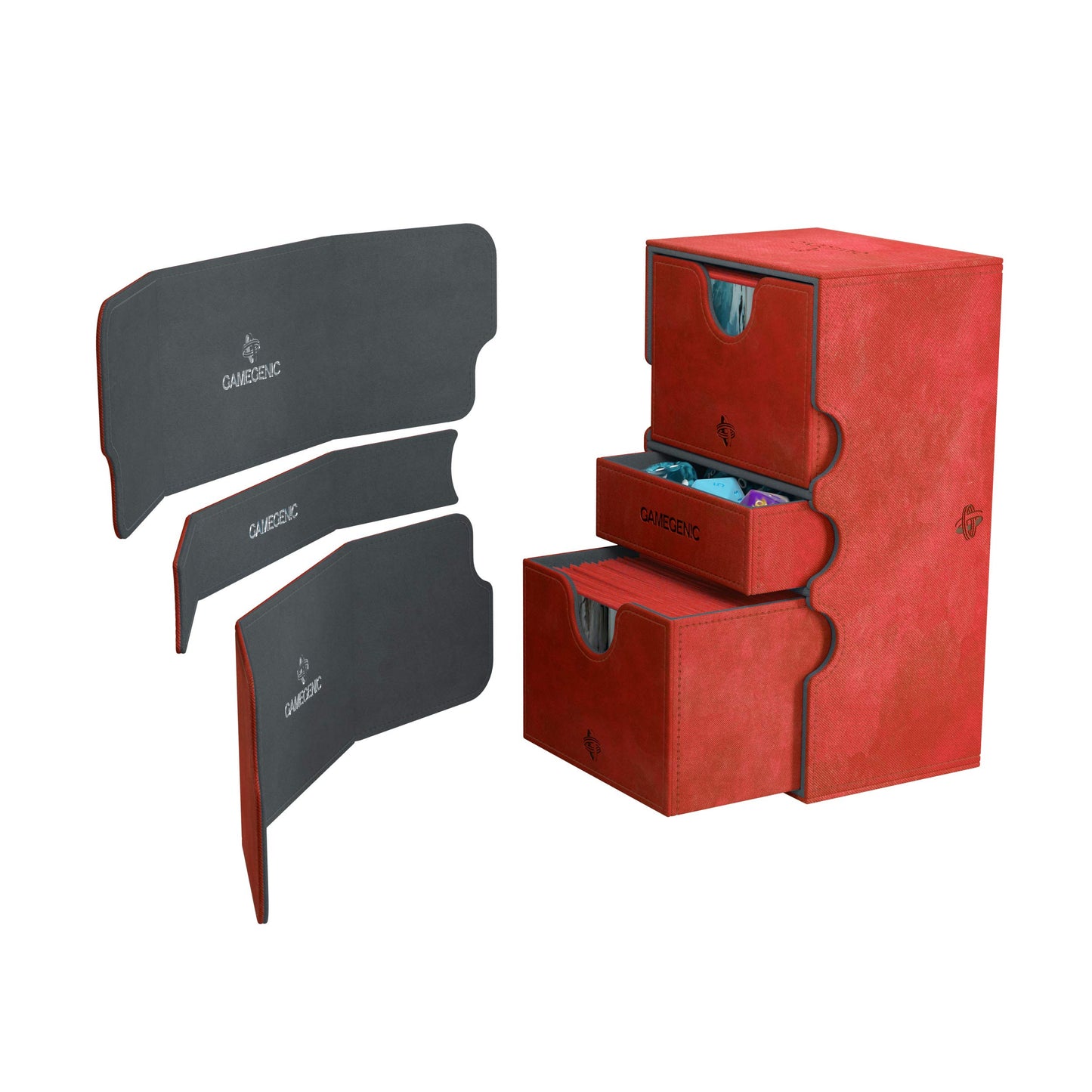 Gamegenic Card Deck Box - Deck Convertible Red 200Ct – Durable And Sturdy Tcg, Ocg Card Storage – Compatible With Pokemon Yugioh Commander And Mtg Magic: The Gathering Cards