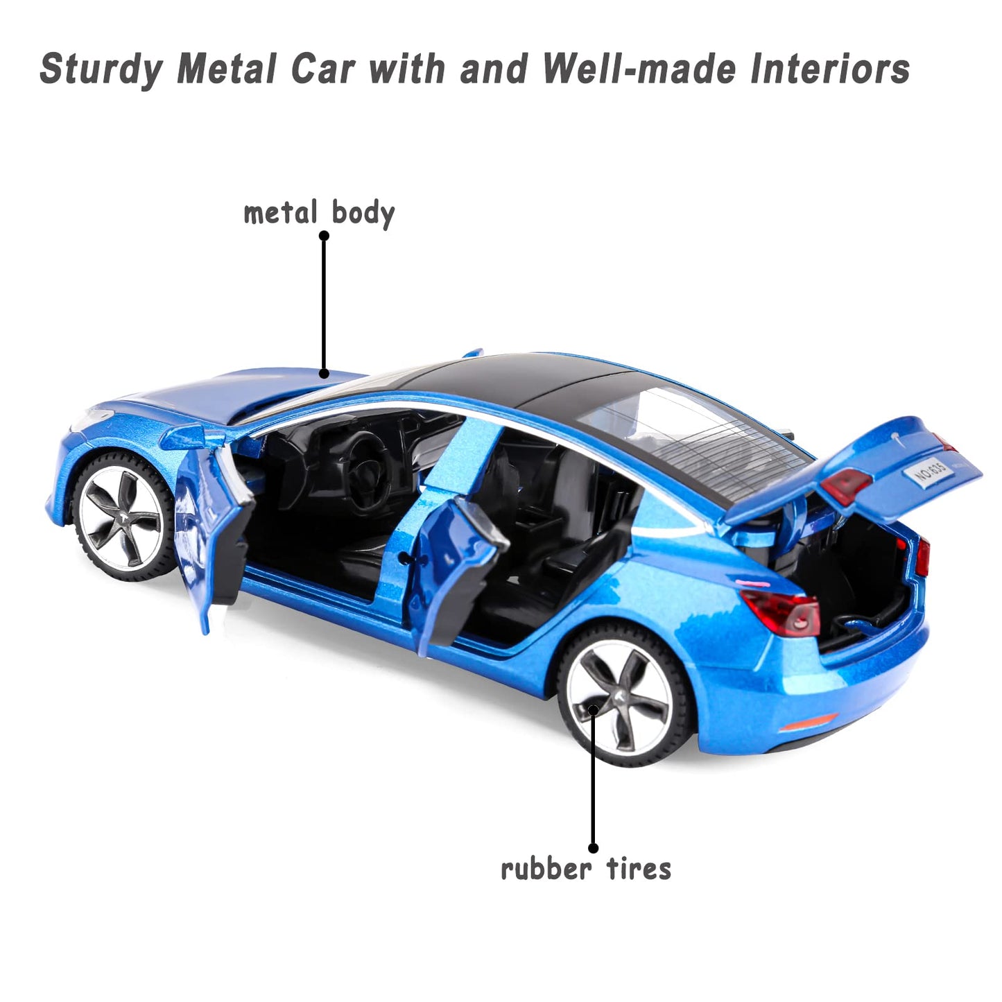 Toy Car Model 3 Diecast Metal Model Cars Pull Back car for Boys and Girls Age 3 - 12 Years Old (Blue)