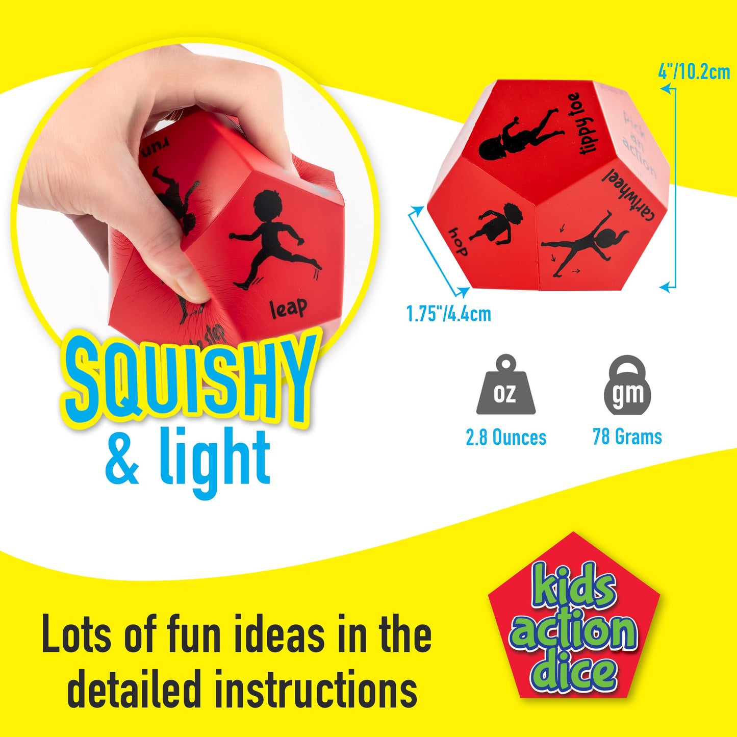 Covelico Kids Exercise Dice for Obstacle Course for Kids & Gymnastics Games, PE Equipment for Indoor Recess Games & Gross Motor
