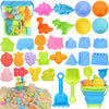 REZUCREY Beach Toys, Collapsible Sand Toys for Toddlers, Sand Bucket and Shovels Set with Mesh Bag Cute Sand Molds, Travel Sand
