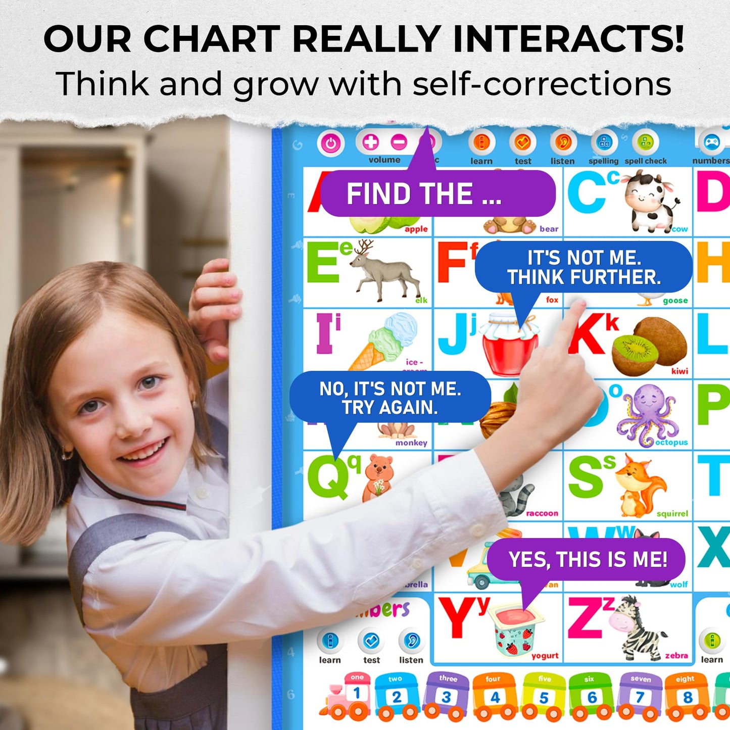 Quokka Educational Toys For Kids 5-7 Year Old - Vertical Abc Learning Wall Chart For Toddlers Age 3 4 6+ - Interactive Speech Therapy Poster Boy Girl - Autism Puzzle Game 8-10-12