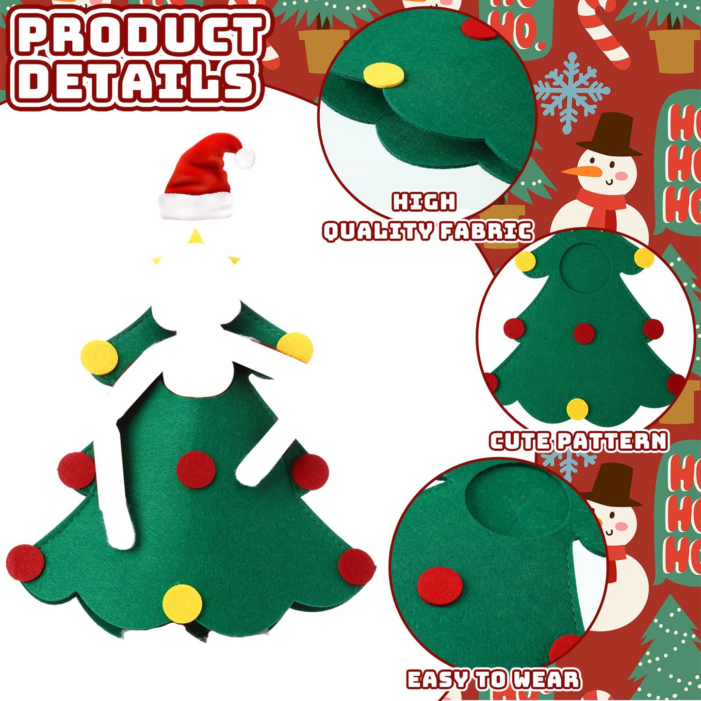 Rtteri 6 Pcs Christmas Elf Clothes Accessories Doll Costume Doughnut Christmas Tree Doll Clothes Felt Snowman Gingerbread Man Do