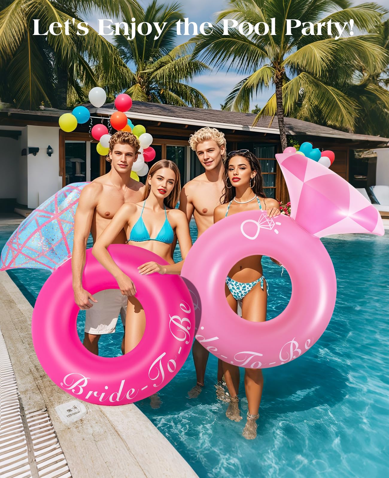 HeySplash Pool Floats, Inflatable Diamond Ring Pool Float, Large Engagement Ring Floatie for Bachelorette Party, Swim Tube River