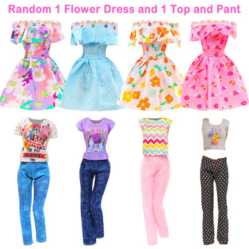 Miunana 23 Pcs 11.5 Inch Girl Doll Fashion Top And Pants 10 Pairs Of Girl Doll High Heels Shoes,Girl Dolls Sequin Dress For Doll