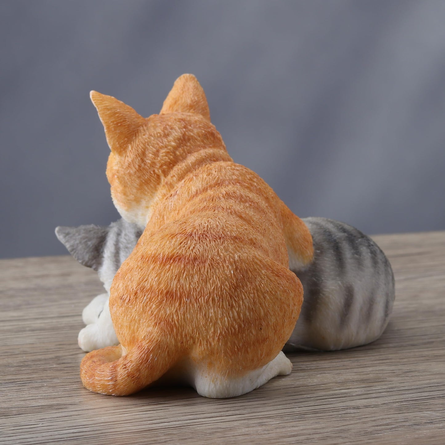 5.13 Inch Sleeping Tabby Kittens Decorative Figurine, Orange and Gray
