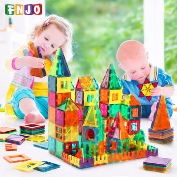 Fnjo Magnetic Tiles, 52 Pcs Magnet Building Set, Magnetic Building Blocks,Construction Stem Toys For Kids, Gift For Boys Girls