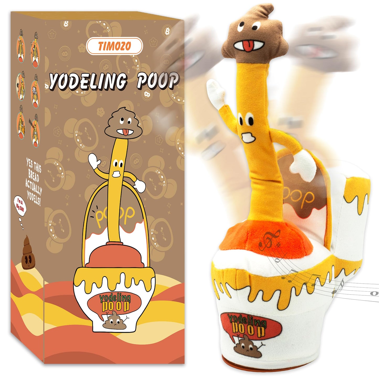 Dancing Toilet Plunger, Talking Singing Yodeling Pickle Plunger Toy Repeats What You Say Plush Toys - Rechargeable Twisted Mimicking Toy Sing Dance, Funny Prank Joke Novelty Gag Gift For Adults & Kids