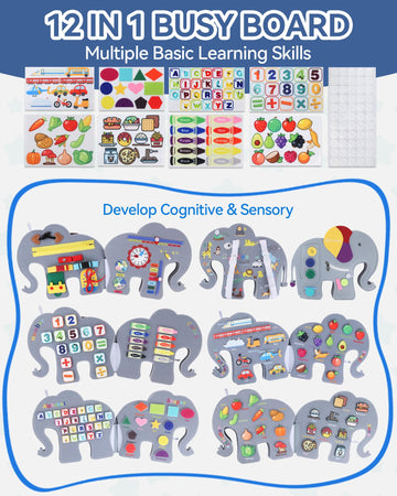 Heypappy Busy Board, 12 In 1 Educational Busy Book Learning Sensory Toys For Toddlers With Fine Motor Skills, Busy Book Toys Wit