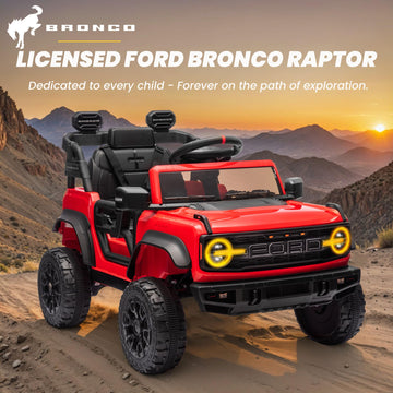 12v Ride On Truck with Remote Control Licensed Ford Bronco Raptor Electric Vehicle for Kids,Toddler Cars to Drive,Sefety Belt,Lo