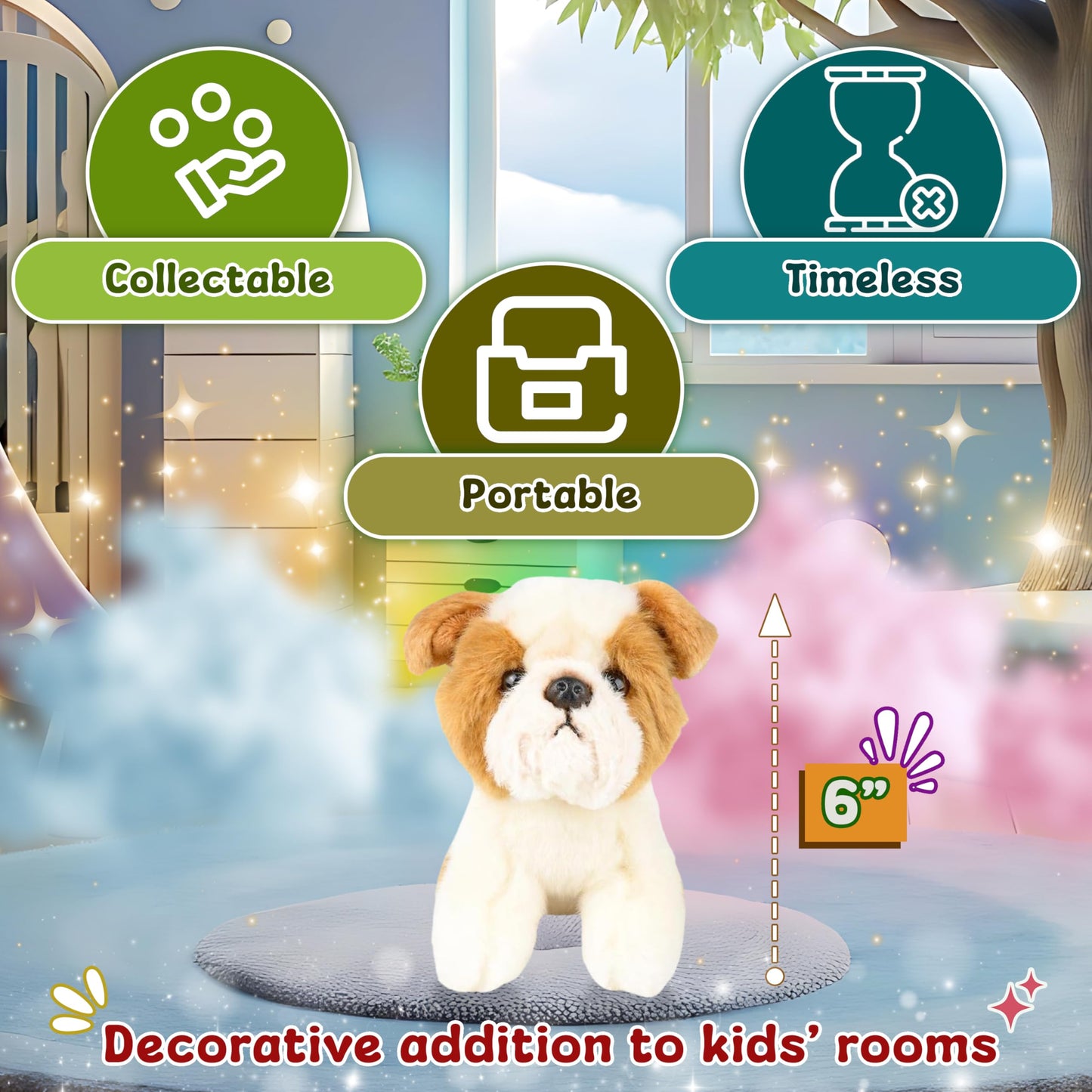 Forest & Twelfth 6'' Stuffed Bulldog, Soft Plush Toy, Cute Stuffed Animal For Boys And Girls, Realistic Looking Small Stuffed An