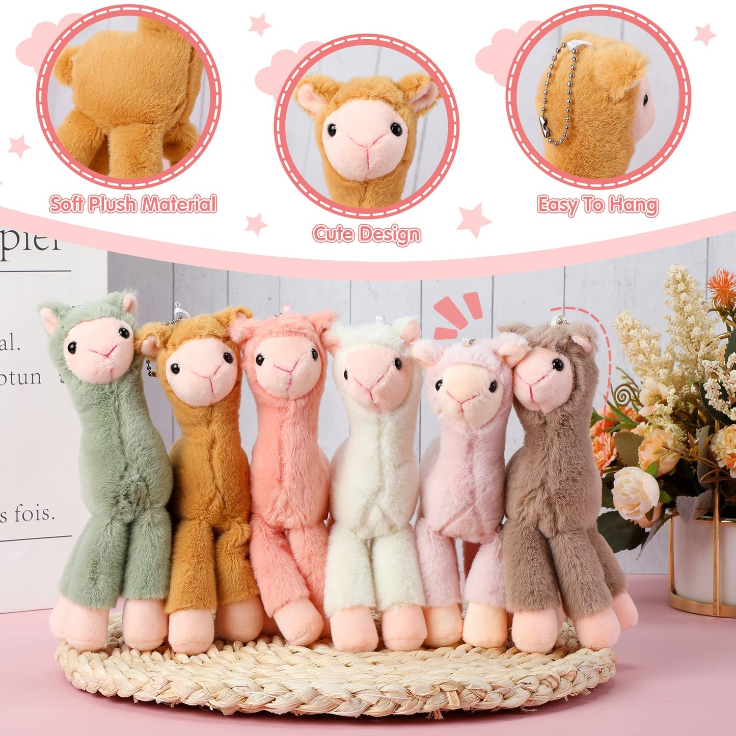 12 Pcs Mini Llama Stuffed Animals 7.87 Inch Alpaca Plush Dolls Cute Keychain Plush Llama Party Favors For Boys And Girls Birthday Party Supplies Baby Shower Bag Fillers Gift