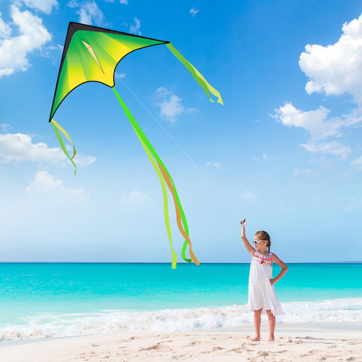 Joyin 3 Packs Large Delta Kite Gradient Red, Green And Purple, Easy To Fly For Kids And Adults With 328Ft String, Large Delta Be