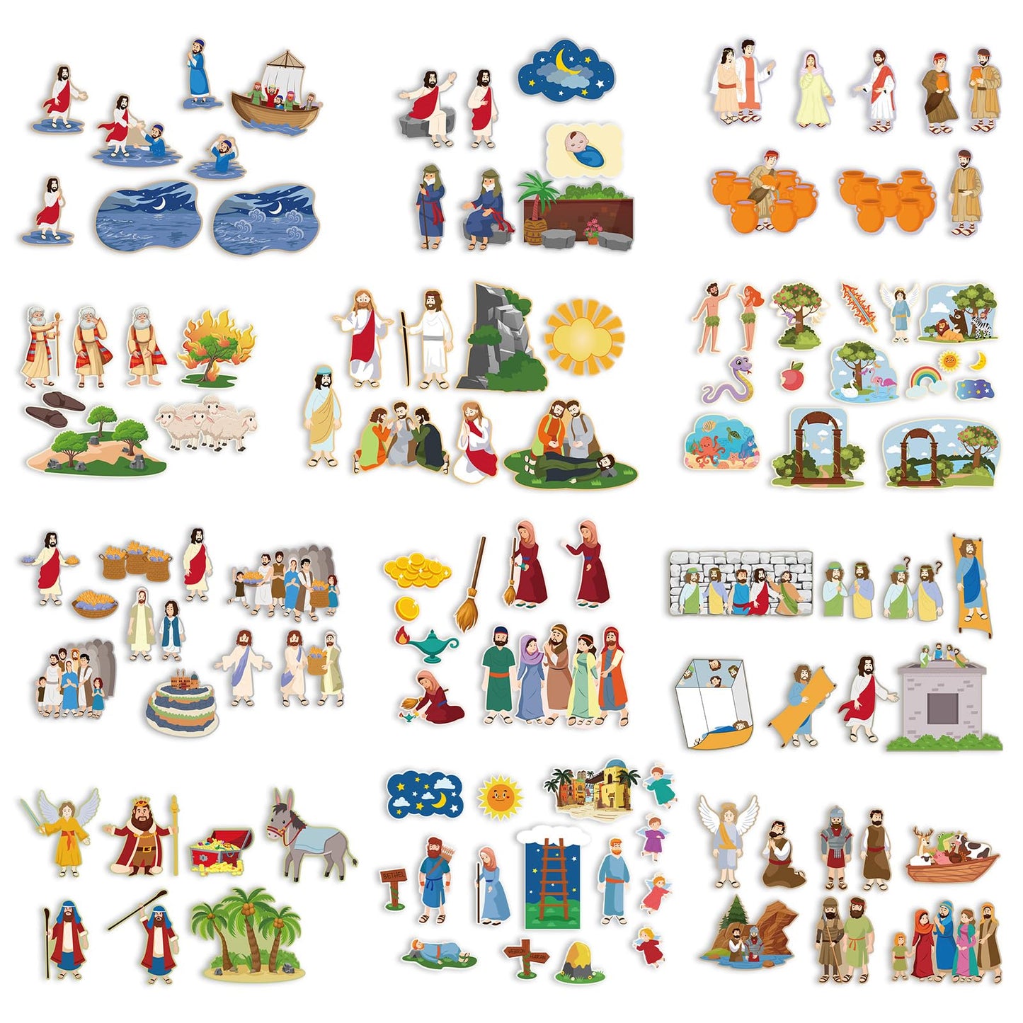 Windkream 12 Set Felt Board Stories Pieces Set Felt Animals Bible Fairy Tales For Preschool Animals Figures Flannel Board Storie