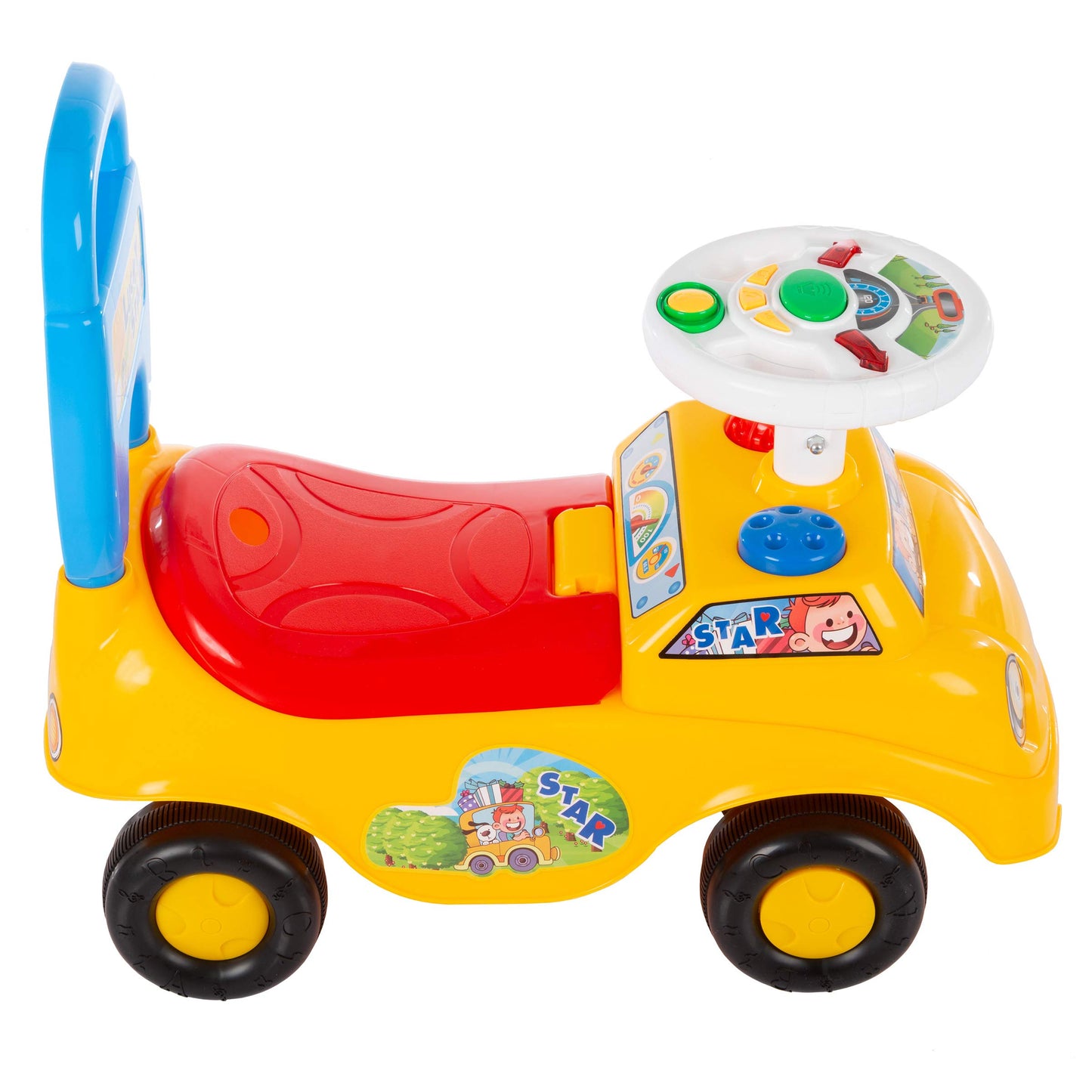 Lil' Rider Push Car - Scoot and Ride with Steering Wheel, Lights & Music for Kids, 20x9.5x16.5 inches, Multi-color, Model 80-YF-